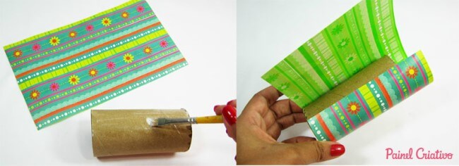 Rolinhos de papel higiênico usados na decoração de festa infantil